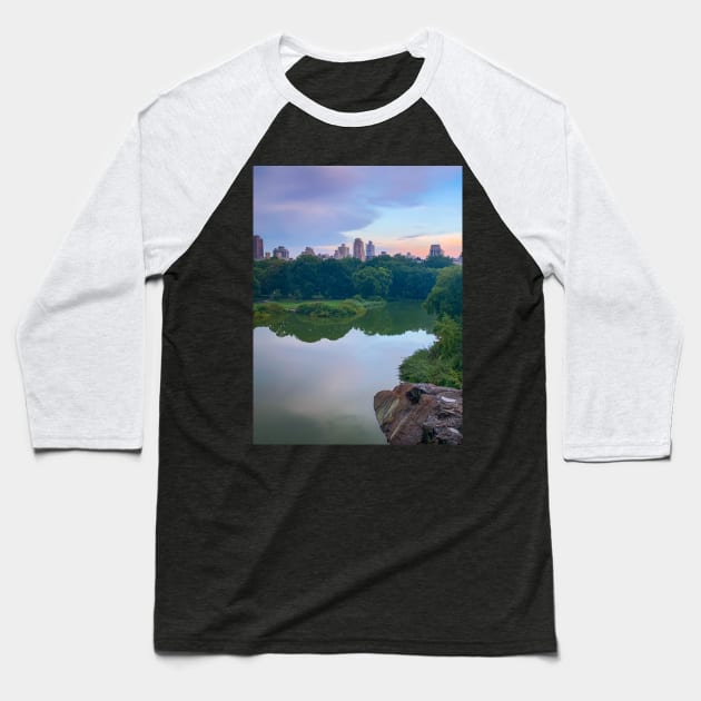 Central Park Manhattan Sunset NYC Baseball T-Shirt by eleonoraingrid